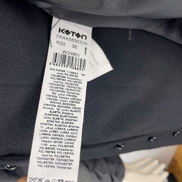 KOTON Slim fit Checked Academia Preppy Office Grey Black Blazer Jacket sz 36 - Picture 10 of 11